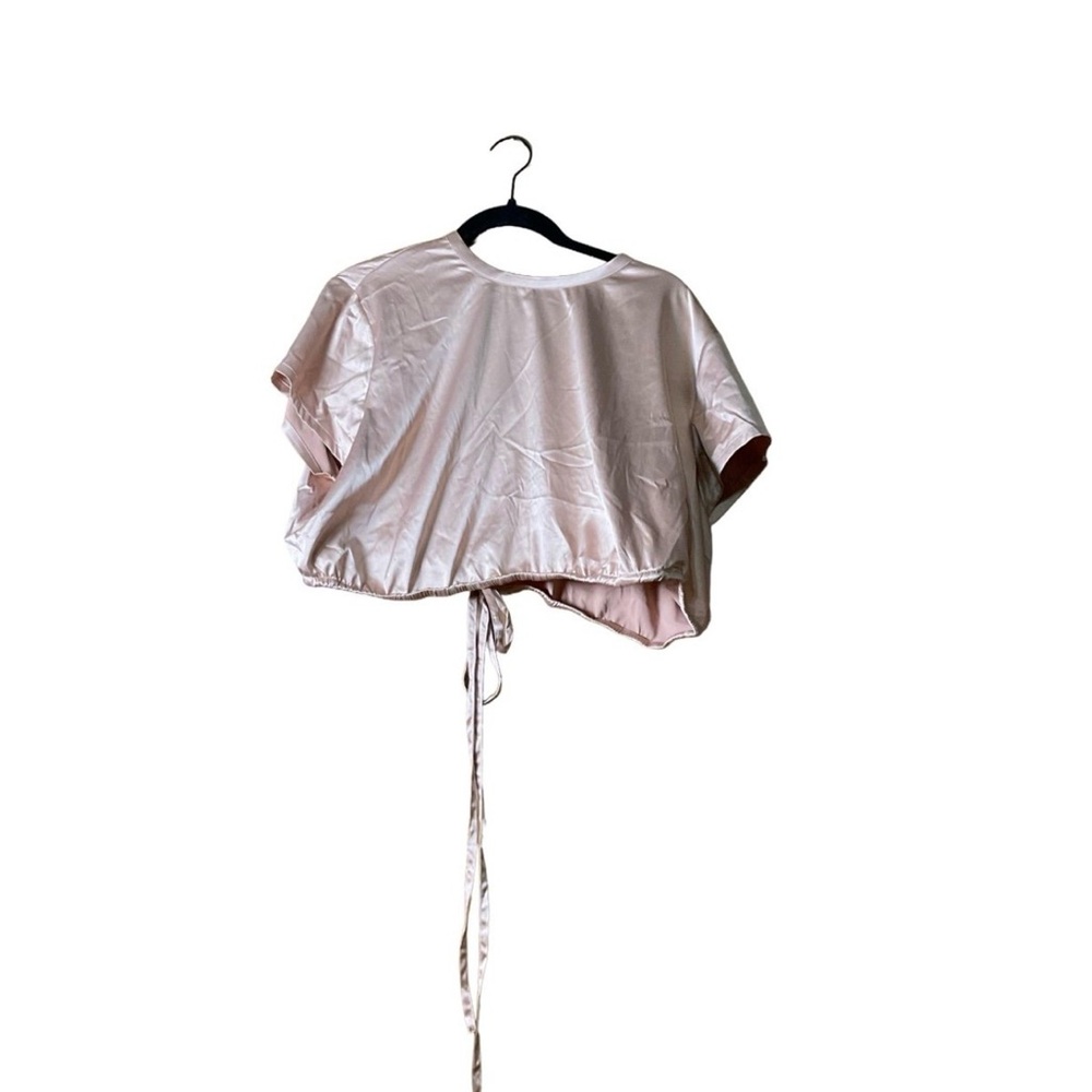 SKIMS Pink Satin Shine Cropped Woven Top - Open Back - Size 4X - NWT